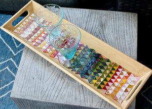 My House by Marine Stained Glass tray Colorful Stained Glass Mosaic Design Tray - Arts & Crafts Handmade Decor