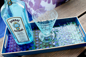 My House by Marine Stained Glass tray Handcrafted Stained Glass Blue Green Tray for Contemporary Decor