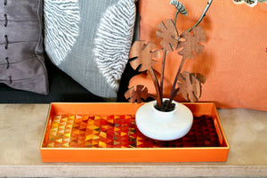My House by Marine Stained Glass tray Handcrafted Stained Glass Orange & Red Tray for Contemporary Decor
