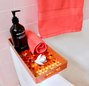 My House by Marine Stained Glass tray Handcrafted Stained Glass Orange & Red Tray for Contemporary Decor