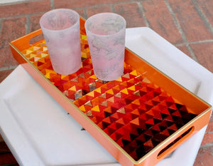 My House by Marine Stained Glass tray Handcrafted Stained Glass Orange & Red Tray for Contemporary Decor