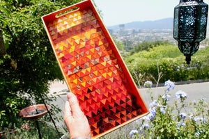My House by Marine Stained Glass tray Handcrafted Stained Glass Orange & Red Tray for Contemporary Decor