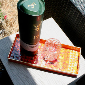 My House by Marine Stained Glass tray Handcrafted Stained Glass Orange & Red Tray for Contemporary Decor