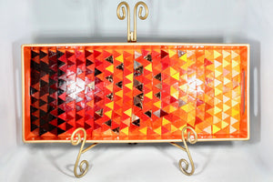 My House by Marine Stained Glass tray Handcrafted Stained Glass Orange & Red Tray for Contemporary Decor