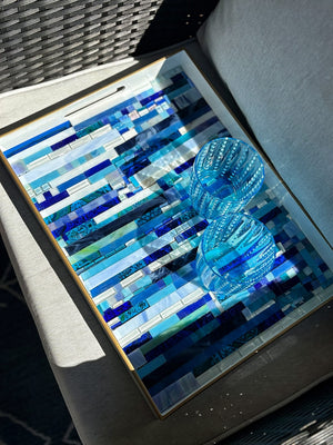 My House by Marine Stained Glass tray Handmade Large Blue/Green Stained Glass Mosaic Tray - Arts & Crafts Style Home Decor
