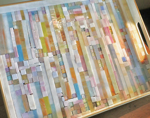 My House by Marine Stained Glass tray Handmade Large Pastel Stained Glass Mosaic Tray