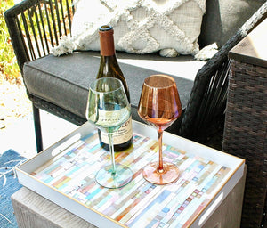 My House by Marine Stained Glass tray Handmade Large Pastel Stained Glass Mosaic Tray