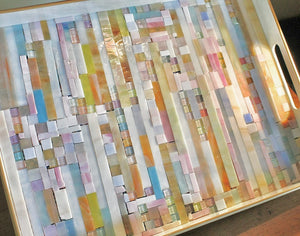 My House by Marine Stained Glass tray Handmade Large Pastel Stained Glass Mosaic Tray