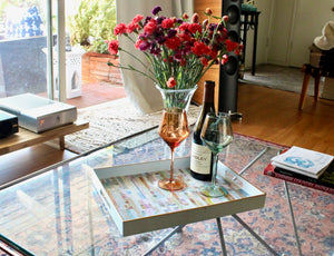 My House by Marine Stained Glass tray Handmade Large Pastel Stained Glass Mosaic Tray