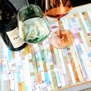 My House by Marine Stained Glass tray Handmade Large Pastel Stained Glass Mosaic Tray