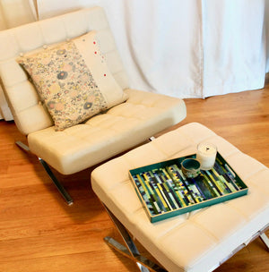My House by Marine Stained Glass tray Handmade Large teal green Stained Glass Mosaic Tray - Arts & Crafts Style Home Decor