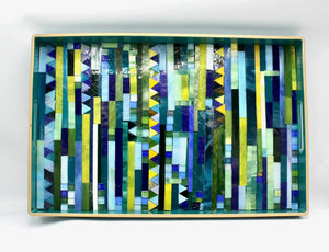 My House by Marine Stained Glass tray Handmade Large teal green Stained Glass Mosaic Tray - Arts & Crafts Style Home Decor