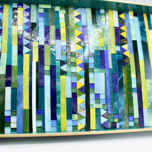 My House by Marine Stained Glass tray Handmade Large teal green Stained Glass Mosaic Tray - Arts & Crafts Style Home Decor