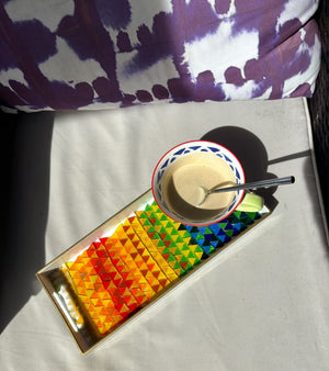 My House by Marine Stained Glass tray Multicolor Handcrafted Stained Glass Tray for Contemporary Decor