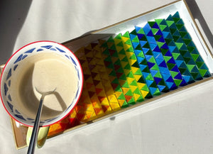 My House by Marine Stained Glass tray Multicolor Handcrafted Stained Glass Tray for Contemporary Decor