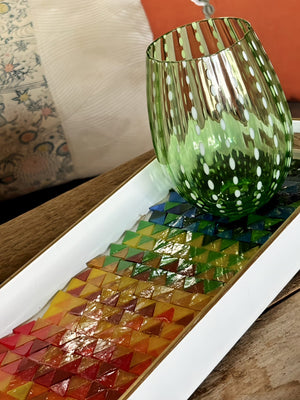 My House by Marine Stained Glass tray Multicolor Handcrafted Stained Glass Tray for Contemporary Decor