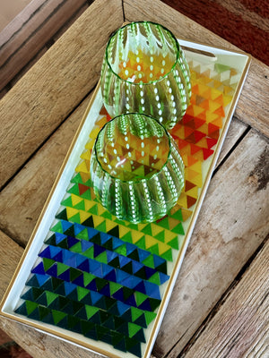 My House by Marine Stained Glass tray Multicolor Handcrafted Stained Glass Tray for Contemporary Decor