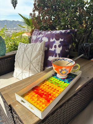 My House by Marine Stained Glass tray Multicolor Handcrafted Stained Glass Tray for Contemporary Decor
