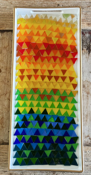 My House by Marine Stained Glass tray Multicolor Handcrafted Stained Glass Tray for Contemporary Decor