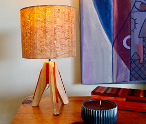 My House by Marine table lamp Art Deco Modern Bedside Table Lamp with Cork Shade and Orange Stained Glass