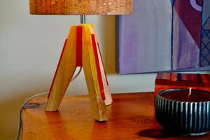 My House by Marine table lamp Art Deco Modern Bedside Table Lamp with Cork Shade and Orange Stained Glass