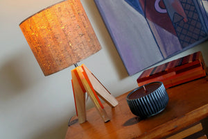 My House by Marine table lamp Art Deco Modern Bedside Table Lamp with Cork Shade and Orange Stained Glass