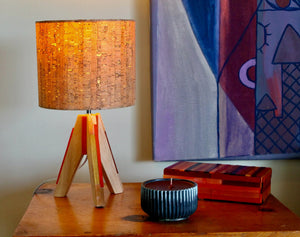 My House by Marine table lamp Art Deco Modern Bedside Table Lamp with Cork Shade and Orange Stained Glass