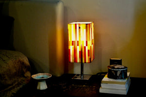 My House by Marine table lamp Stained Glass Bedside Lamp: Art Deco Touch Control Table Lamp in Red & Yellow