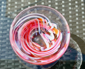 My House by Marine Vintage Art Glass Collectibles KOSTA BODA Pink Swirl 7.25” Art Glass Bowl Vintage 1990s