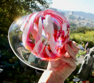 My House by Marine Vintage Art Glass Collectibles KOSTA BODA Pink Swirl 7.25” Art Glass Bowl Vintage 1990s