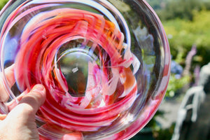 My House by Marine Vintage Art Glass Collectibles KOSTA BODA Pink Swirl 7.25” Art Glass Bowl Vintage 1990s