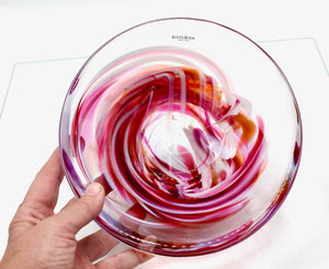My House by Marine Vintage Art Glass Collectibles KOSTA BODA Pink Swirl 7.25” Art Glass Bowl Vintage 1990s