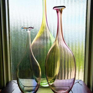 My House by Marine Vintage Art Glass Collectibles Unique Signed KOSTA BODA Fidji Glass Tall Bottle Vases for Elegant Home Display