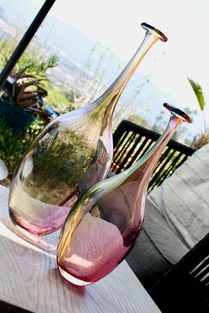 My House by Marine Vintage Art Glass Collectibles Unique Signed KOSTA BODA Fidji Glass Tall Bottle Vases for Elegant Home Display