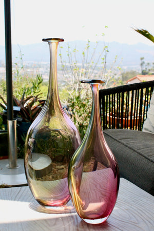 My House by Marine Vintage Art Glass Collectibles Unique Signed KOSTA BODA Fidji Glass Tall Bottle Vases for Elegant Home Display