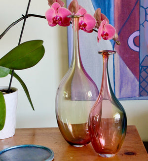 My House by Marine Vintage Art Glass Collectibles Unique Signed KOSTA BODA Fidji Glass Tall Bottle Vases for Elegant Home Display