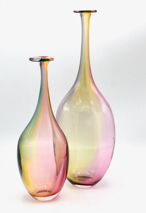 My House by Marine Vintage Art Glass Collectibles Unique Signed KOSTA BODA Fidji Glass Tall Bottle Vases for Elegant Home Display