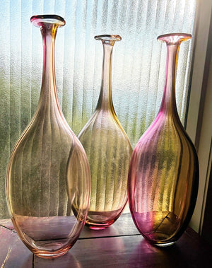 My House by Marine Vintage Art Glass Collectibles Unique Signed KOSTA BODA Fidji Glass Tall Bottle Vases for Elegant Home Display