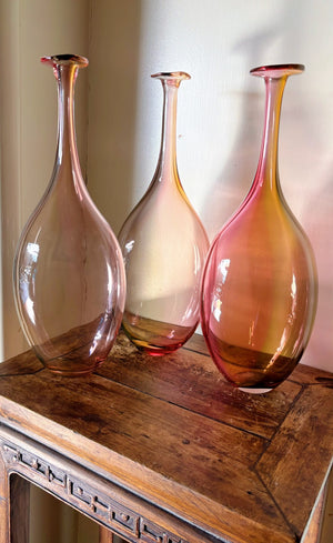 My House by Marine Vintage Art Glass Collectibles Unique Signed KOSTA BODA Fidji Glass Tall Bottle Vases for Elegant Home Display