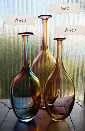 My House by Marine Vintage Art Glass Collectibles Unique Signed KOSTA BODA Fidji Glass Tall Bottle Vases for Elegant Home Display