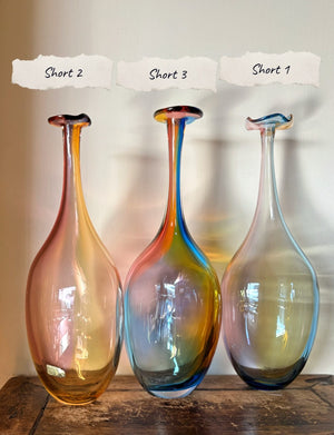 My House by Marine Vintage Art Glass Collectibles Unique Signed KOSTA BODA Fidji Glass Tall Bottle Vases for Elegant Home Display