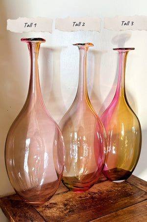 My House by Marine Vintage Art Glass Collectibles Unique Signed KOSTA BODA Fidji Glass Tall Bottle Vases for Elegant Home Display