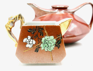 My House by Marine Vintage ceramic teapot set Original Vintage Art Deco Rust & Gold Tea Set - Hand Painted Treasure Find