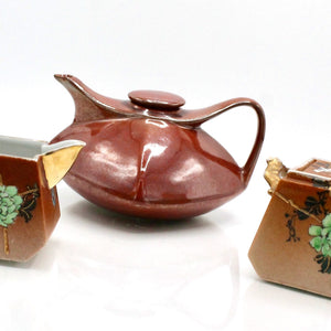 My House by Marine Vintage ceramic teapot set Original Vintage Art Deco Rust & Gold Tea Set - Hand Painted Treasure Find