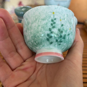 My House by Marine vintage Sake Set Hand-Painted Ceramic Sake Set: Oriental Pottery with Woven Gift Basket