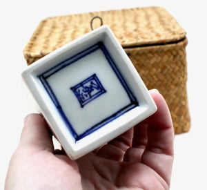 My House by Marine vintage Sake Set Handcrafted Kutani Ceramic Sake Set: Red & Green Bottle, 2 Cups, Woven Basket
