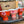 My House by Marine vintage Sake Set Porcelain Red Sake Set with 3 Delicate Hand Painted Floral Cups and Woven Basket