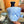 My House by Marine vintage Sake Set Porcelain Sake Set: Blue Bottle, 4 Delicate Hand Painted Floral Cups, Woven Basket