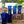 My House by Marine Water/Juice Glasses Antique Floral Painted Solid wood Box with 6 Italian Cobalt glasses