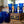 My House by Marine Water/Juice Glasses Antique Floral Painted Solid wood Box with 6 Italian Cobalt glasses